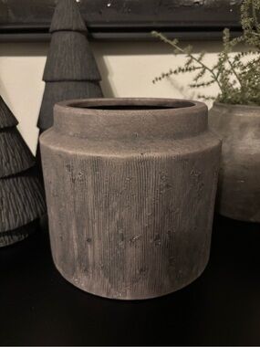 Rustic Vintage Style Gray Ceramic Planter- Large